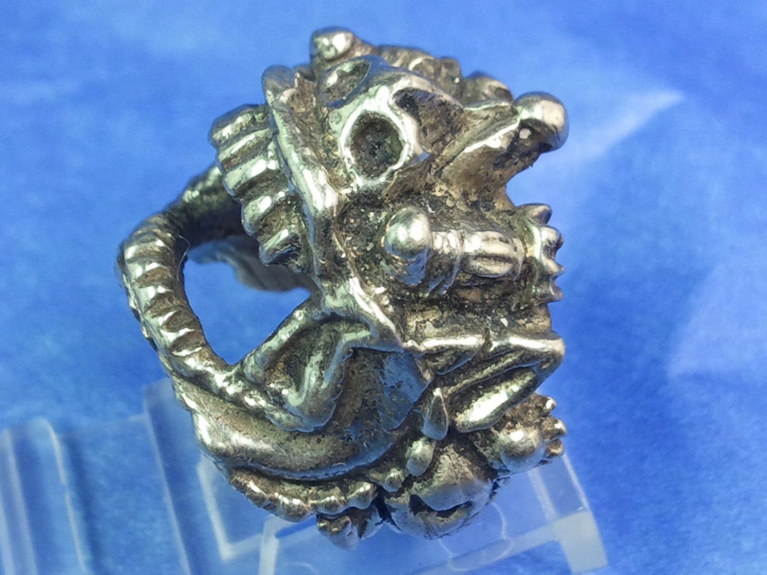 Until Death, Inc. Bali Crusty Demon Face Ring Heavy .925 Sterling Si