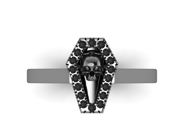 Coffin shaped black diamond ring sale