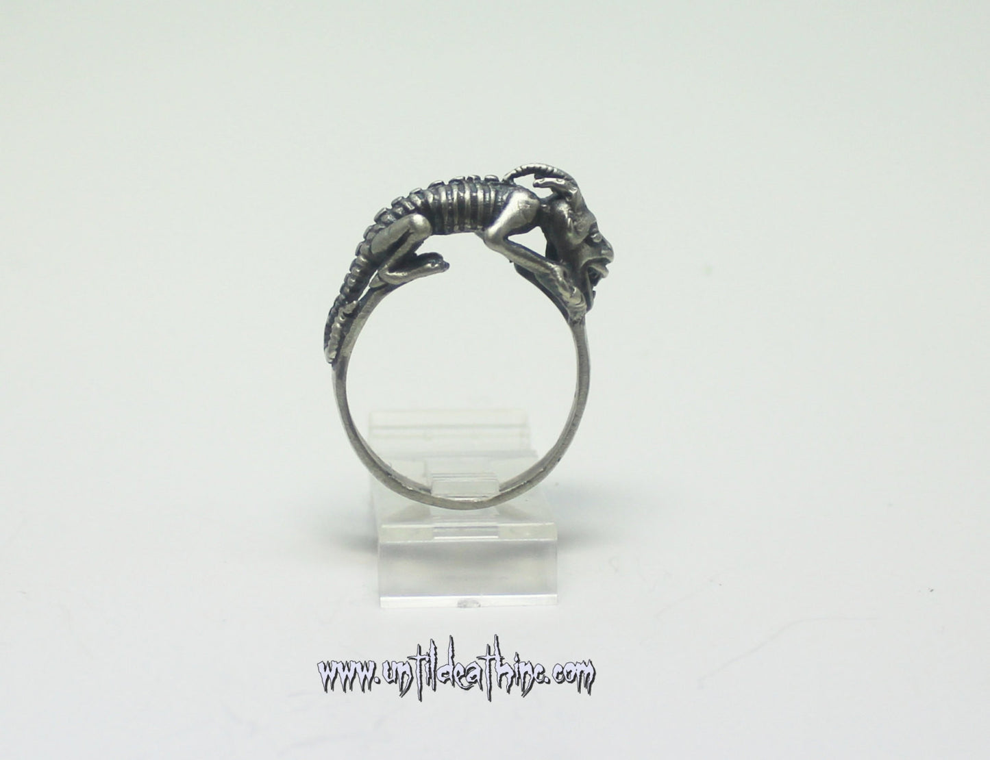 Until Death, Inc. "Devil Face Lizard Creature" 925 Solid Sterling Silver Ring. All Men's US Sizes.